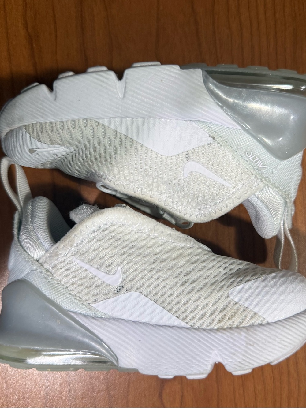 Nike White and Light Gray Air Max Slip-On Sneakers